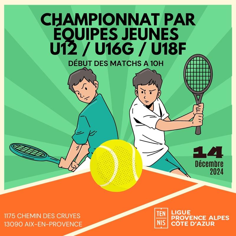 🎾 𝐂𝐡𝐚𝐦𝐩𝐢𝐨𝐧𝐧𝐚𝐭 𝐑𝐞́𝐠𝐢𝐨𝐧𝐚𝐥 𝐩𝐚𝐫 𝐞́𝐪𝐮𝐢𝐩𝐞𝐬 U12 / U16 Garçons / U18 Filles